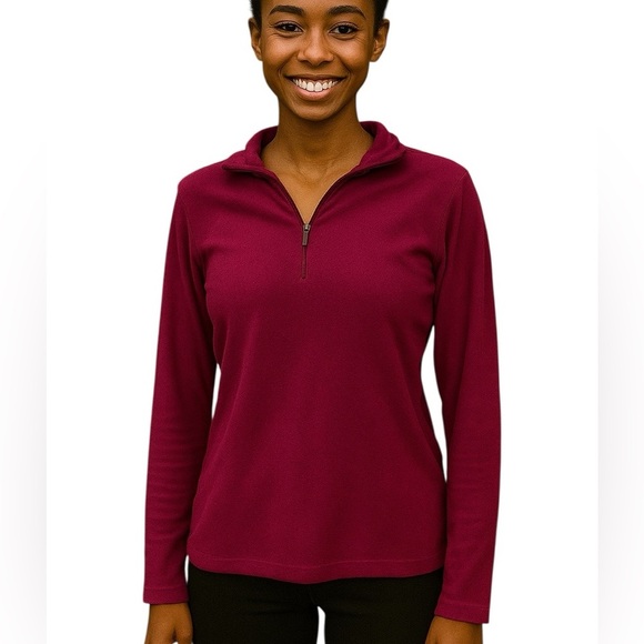 Columbia Small Fleece Pullover Quarter Zip Cranberry Lightweight Jacket - Picture 1 of 9